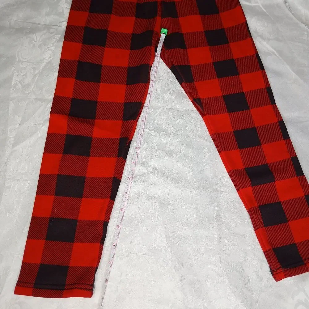 Carter’s KID GIrls Red & Black Buffalo Plaid Capri Fleece Lined Leggings Size 7